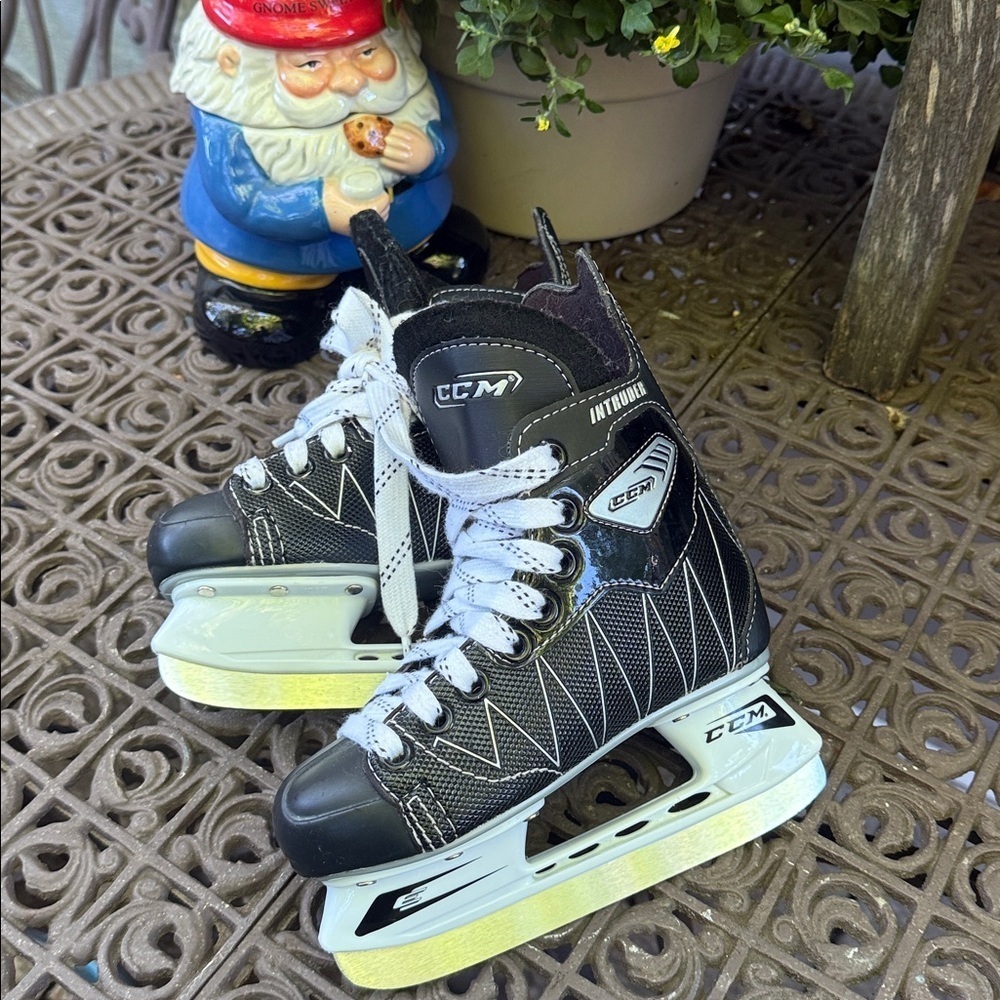 CCM Black and White Hockey Skates with Silver Accents